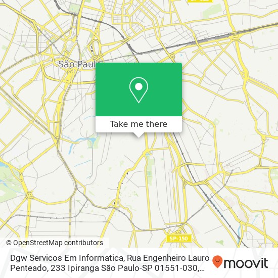 Mapa Dgw Servicos Em Informatica, Rua Engenheiro Lauro Penteado, 233 Ipiranga São Paulo-SP 01551-030