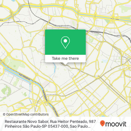 Mapa Restaurante Novo Sabor, Rua Heitor Penteado, 987 Pinheiros São Paulo-SP 05437-000
