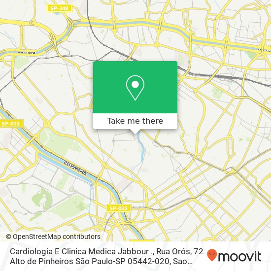 Mapa Cardiologia E Clinica Medica Jabbour ., Rua Orós, 72 Alto de Pinheiros São Paulo-SP 05442-020