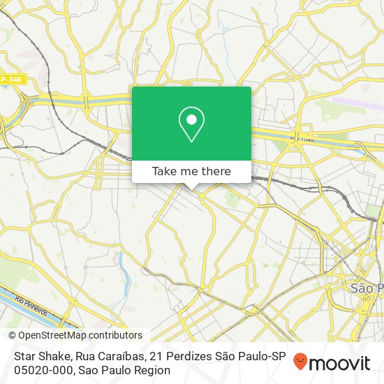 Mapa Star Shake, Rua Caraíbas, 21 Perdizes São Paulo-SP 05020-000