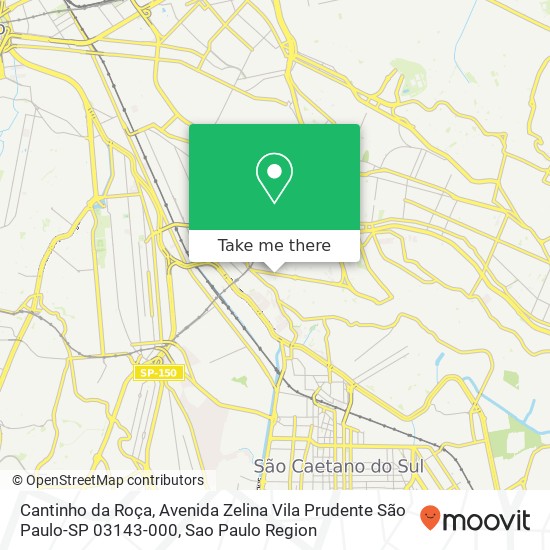 Mapa Cantinho da Roça, Avenida Zelina Vila Prudente São Paulo-SP 03143-000