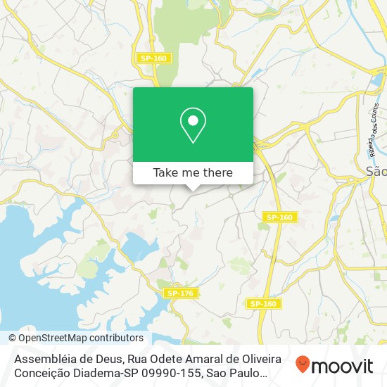 Mapa Assembléia de Deus, Rua Odete Amaral de Oliveira Conceição Diadema-SP 09990-155