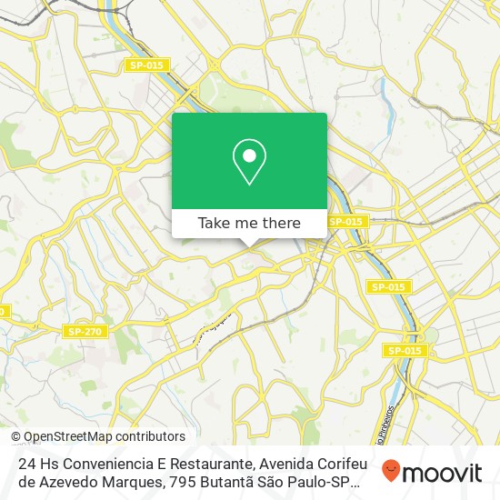 24 Hs Conveniencia E Restaurante, Avenida Corifeu de Azevedo Marques, 795 Butantã São Paulo-SP 05581-000 map