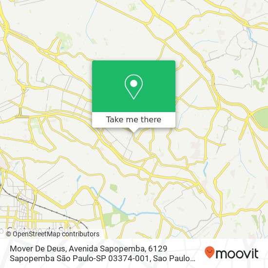 Mapa Mover De Deus, Avenida Sapopemba, 6129 Sapopemba São Paulo-SP 03374-001