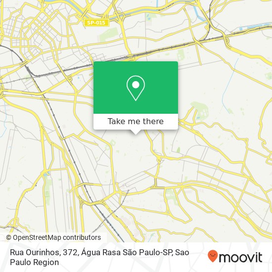 Mapa Rua Ourinhos, 372, Água Rasa São Paulo-SP