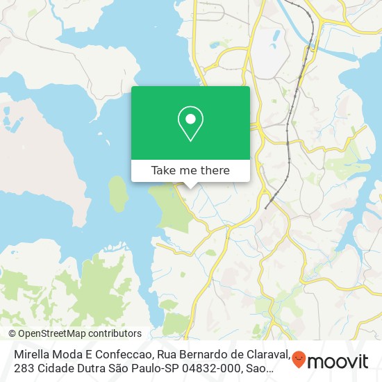 Mapa Mirella Moda E Confeccao, Rua Bernardo de Claraval, 283 Cidade Dutra São Paulo-SP 04832-000