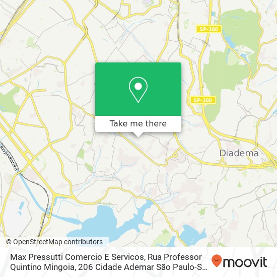 Mapa Max Pressutti Comercio E Servicos, Rua Professor Quintino Mingoia, 206 Cidade Ademar São Paulo-SP 04409-030