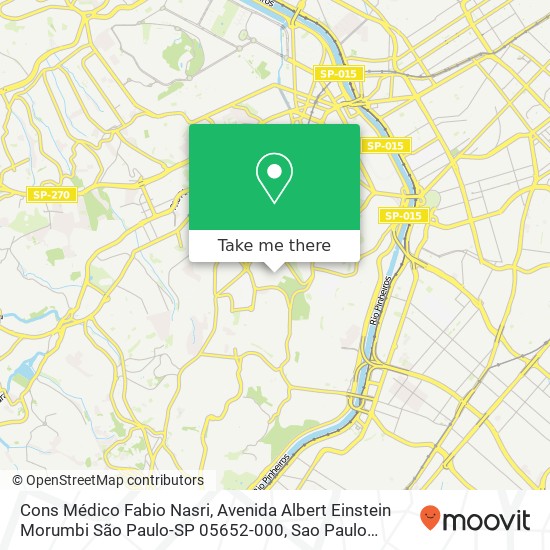 Mapa Cons Médico Fabio Nasri, Avenida Albert Einstein Morumbi São Paulo-SP 05652-000