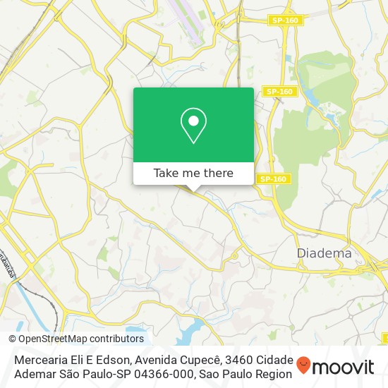 Mapa Mercearia Eli E Edson, Avenida Cupecê, 3460 Cidade Ademar São Paulo-SP 04366-000