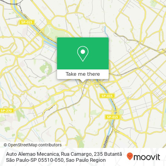Mapa Auto Alemao Mecanica, Rua Camargo, 235 Butantã São Paulo-SP 05510-050
