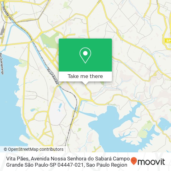 Mapa Vita Pães, Avenida Nossa Senhora do Sabará Campo Grande São Paulo-SP 04447-021