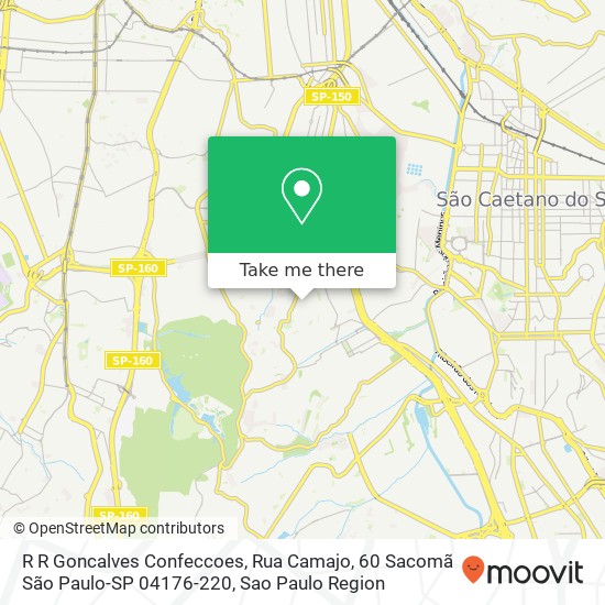 Mapa R R Goncalves Confeccoes, Rua Camajo, 60 Sacomã São Paulo-SP 04176-220