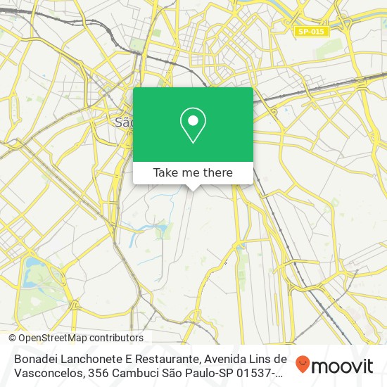 Bonadei Lanchonete E Restaurante, Avenida Lins de Vasconcelos, 356 Cambuci São Paulo-SP 01537-000 map