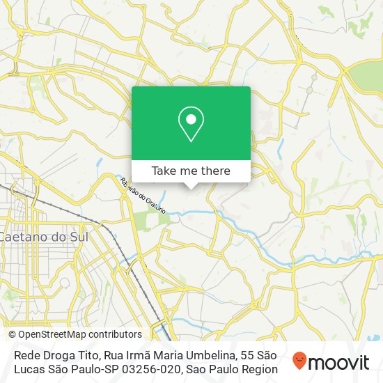 Mapa Rede Droga Tito, Rua Irmã Maria Umbelina, 55 São Lucas São Paulo-SP 03256-020