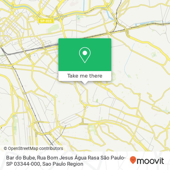 Mapa Bar do Bube, Rua Bom Jesus Água Rasa São Paulo-SP 03344-000