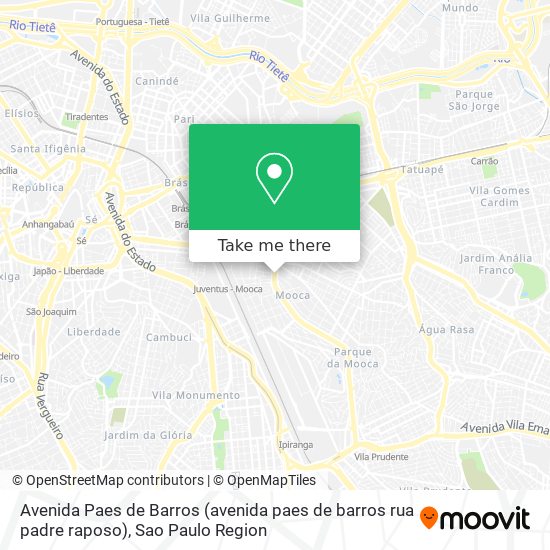 Avenida Paes de Barros (avenida paes de barros rua padre raposo) map