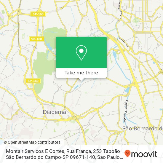 Mapa Montair Servicos E Cortes, Rua França, 253 Taboão São Bernardo do Campo-SP 09671-140