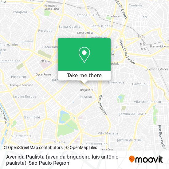 Mapa Avenida Paulista (avenida brigadeiro luís antônio paulista)