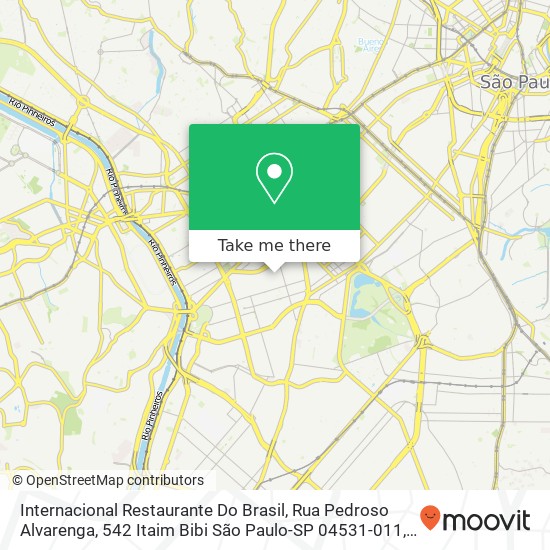 Mapa Internacional Restaurante Do Brasil, Rua Pedroso Alvarenga, 542 Itaim Bibi São Paulo-SP 04531-011