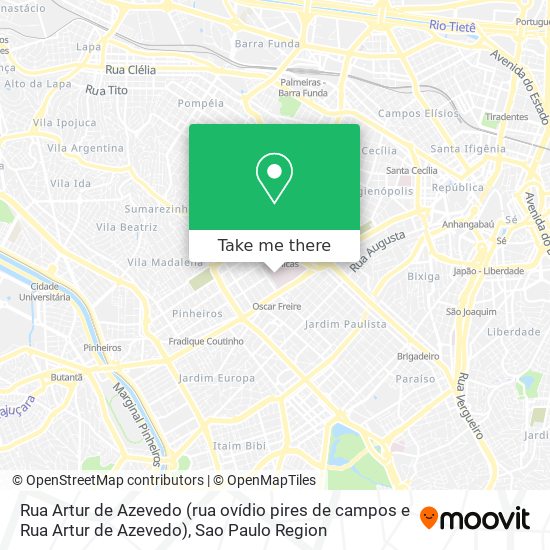 Rua Artur de Azevedo (rua ovídio pires de campos e Rua Artur de Azevedo) map