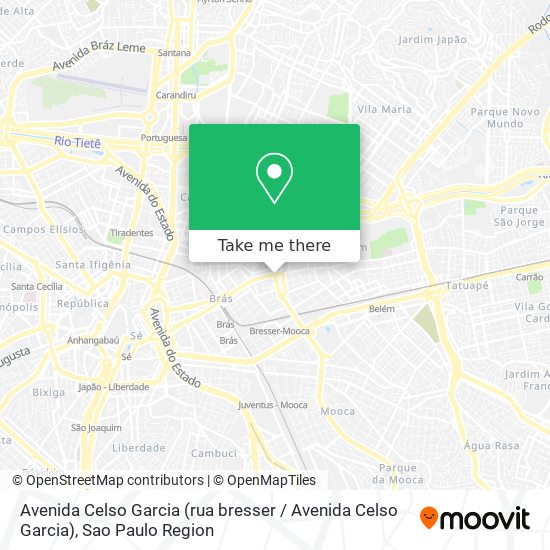 Mapa Avenida Celso Garcia (rua bresser / Avenida Celso Garcia)