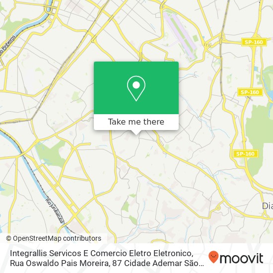 Mapa Integrallis Servicos E Comercio Eletro Eletronico, Rua Oswaldo Pais Moreira, 87 Cidade Ademar São Paulo-SP 04651-120