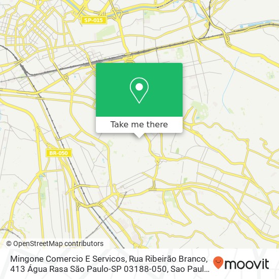 Mapa Mingone Comercio E Servicos, Rua Ribeirão Branco, 413 Água Rasa São Paulo-SP 03188-050