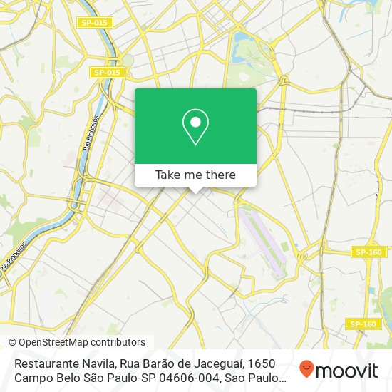 Mapa Restaurante Navila, Rua Barão de Jaceguaí, 1650 Campo Belo São Paulo-SP 04606-004