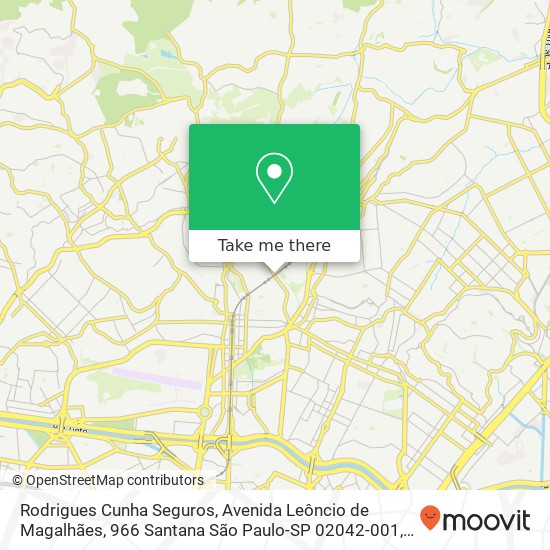 Mapa Rodrigues Cunha Seguros, Avenida Leôncio de Magalhães, 966 Santana São Paulo-SP 02042-001