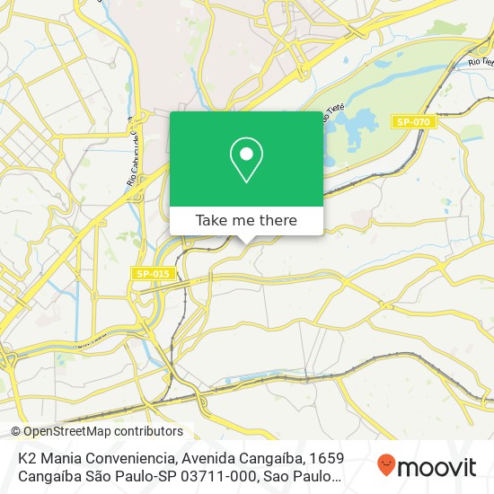 Mapa K2 Mania Conveniencia, Avenida Cangaíba, 1659 Cangaíba São Paulo-SP 03711-000