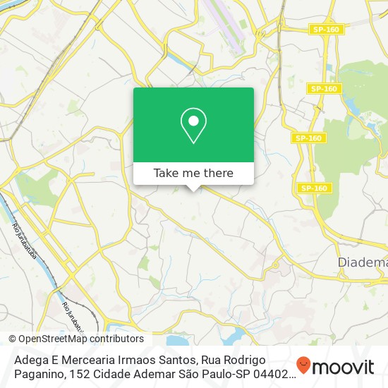 Mapa Adega E Mercearia Irmaos Santos, Rua Rodrigo Paganino, 152 Cidade Ademar São Paulo-SP 04402-170