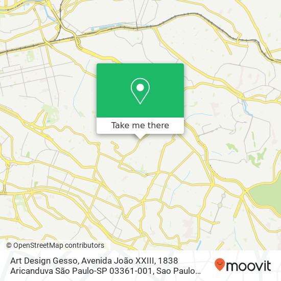 Mapa Art Design Gesso, Avenida João XXIII, 1838 Aricanduva São Paulo-SP 03361-001
