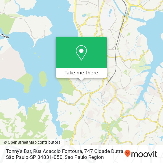 Mapa Tonny's Bar, Rua Acaccio Fontoura, 747 Cidade Dutra São Paulo-SP 04831-050
