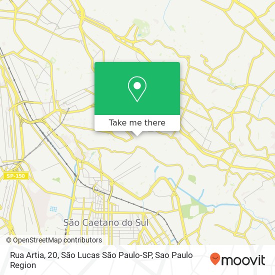 Mapa Rua Artia, 20, São Lucas São Paulo-SP