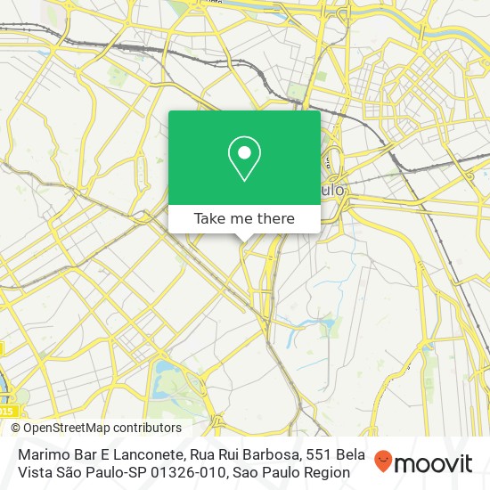 Mapa Marimo Bar E Lanconete, Rua Rui Barbosa, 551 Bela Vista São Paulo-SP 01326-010