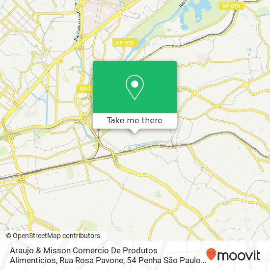 Mapa Araujo & Misson Comercio De Produtos Alimenticios, Rua Rosa Pavone, 54 Penha São Paulo-SP 03638-080