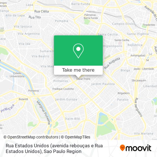 Rua Estados Unidos (avenida rebouças e Rua Estados Unidos) map