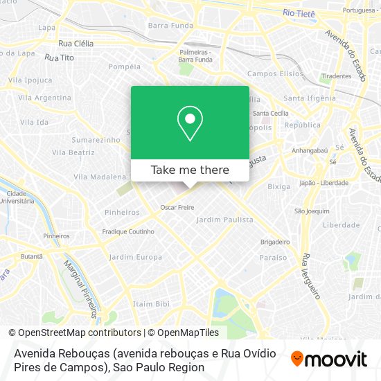 Avenida Rebouças (avenida rebouças e Rua Ovídio Pires de Campos) map