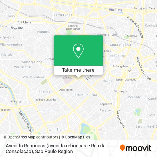 Avenida Rebouças (avenida rebouças e Rua da Consolação) map