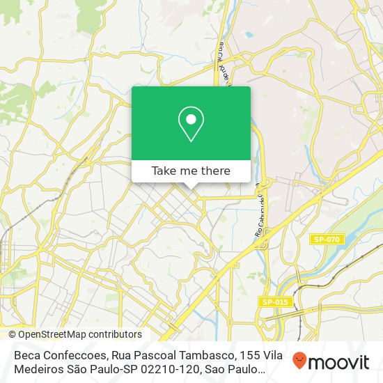 Mapa Beca Confeccoes, Rua Pascoal Tambasco, 155 Vila Medeiros São Paulo-SP 02210-120