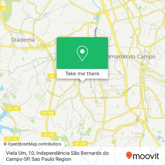 Mapa Viela Um, 10, Independência São Bernardo do Campo-SP