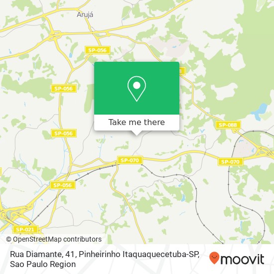 Rua Diamante, 41, Pinheirinho Itaquaquecetuba-SP map