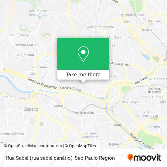 Rua Sabiá (rua sabiá canário) map