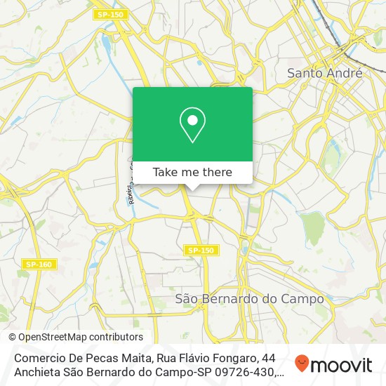 Mapa Comercio De Pecas Maita, Rua Flávio Fongaro, 44 Anchieta São Bernardo do Campo-SP 09726-430