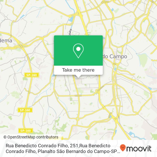 Mapa Rua Benedicto Conrado Filho, 251,Rua Benedicto Conrado Filho, Planalto São Bernardo do Campo-SP
