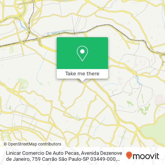 Linicar Comercio De Auto Pecas, Avenida Dezenove de Janeiro, 759 Carrão São Paulo-SP 03449-000 map
