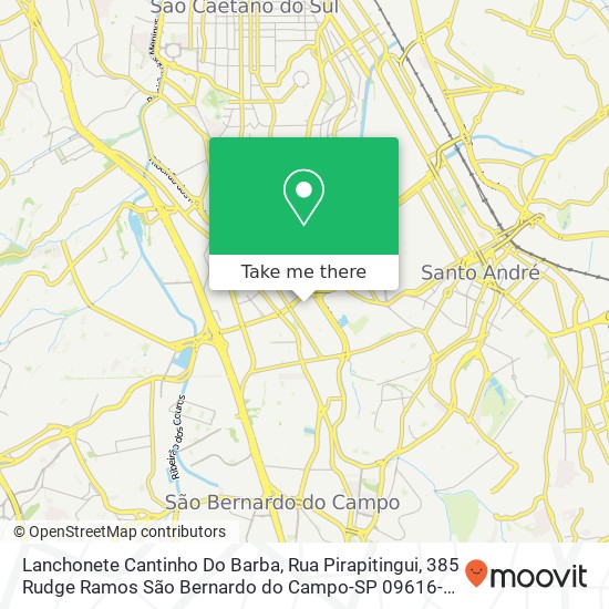 Lanchonete Cantinho Do Barba, Rua Pirapitingui, 385 Rudge Ramos São Bernardo do Campo-SP 09616-060 map