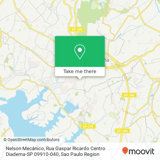 Mapa Nelson Mecânico, Rua Gaspar Ricardo Centro Diadema-SP 09910-040