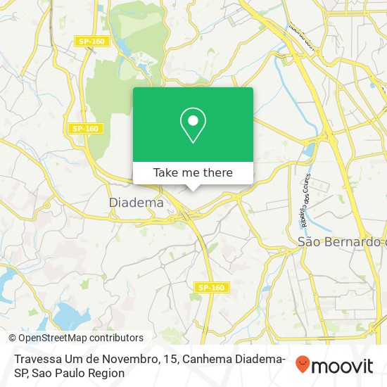 Mapa Travessa Um de Novembro, 15, Canhema Diadema-SP