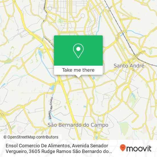 Mapa Ensol Comercio De Alimentos, Avenida Senador Vergueiro, 3605 Rudge Ramos São Bernardo do Campo-SP 09601-000